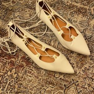 Cute ankle wrap halogen ballet flats